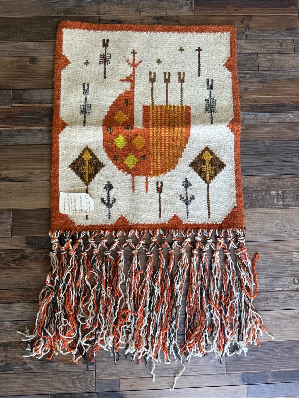 Vintage Eva Nemeth Art Tapestry | Mid-Century 1970s Handwoven Wool Wall Hanging - Picture 1 of 8